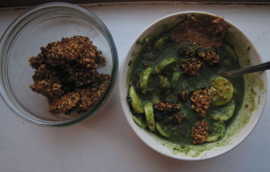 Buckwheat Granola in my Not so smooth Energy Smoothie!. On my windowsil!