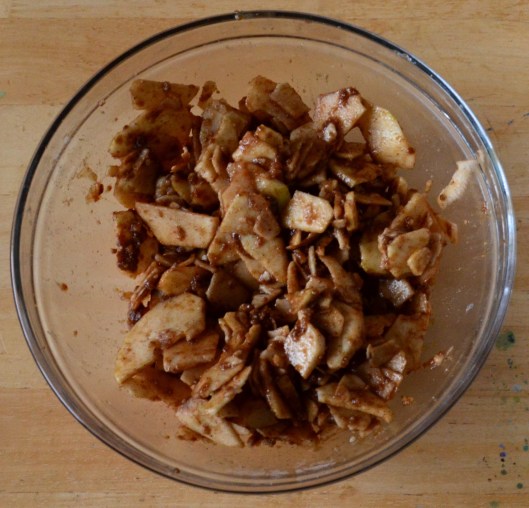 Apples covered in filling mixture